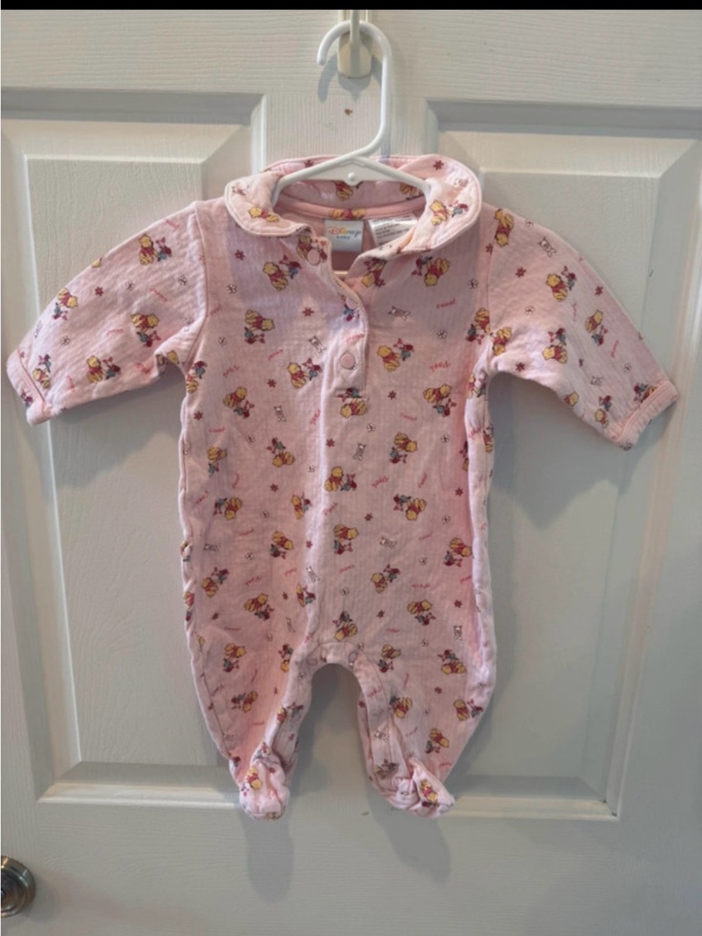 Winnie the pooh Pink Printed Baby One-Piece Footed Pajamas